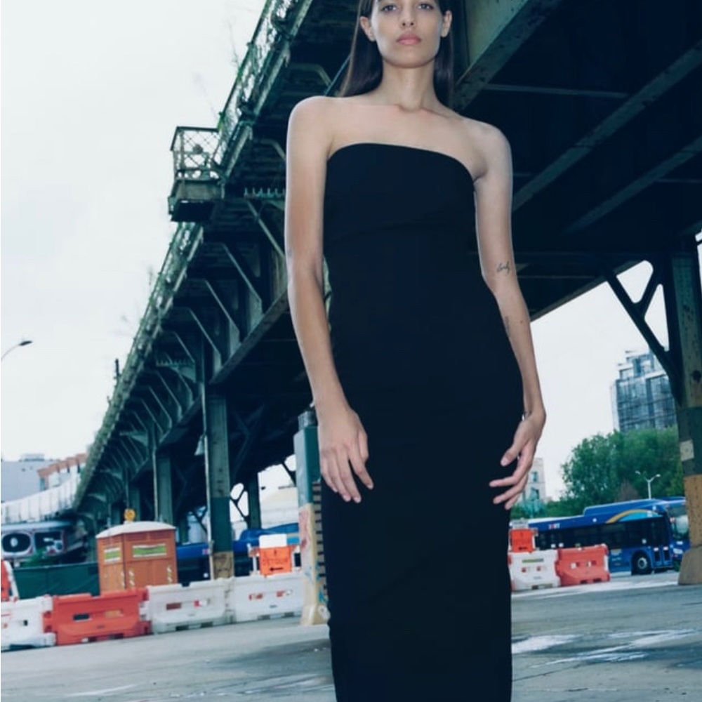 ZARA strapless denim dress